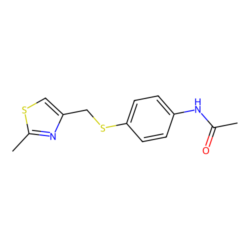 N-[4-[(2-methyl-1,3-thiazol-4-yl)methylsulfanyl]phenyl]acetamide structure
