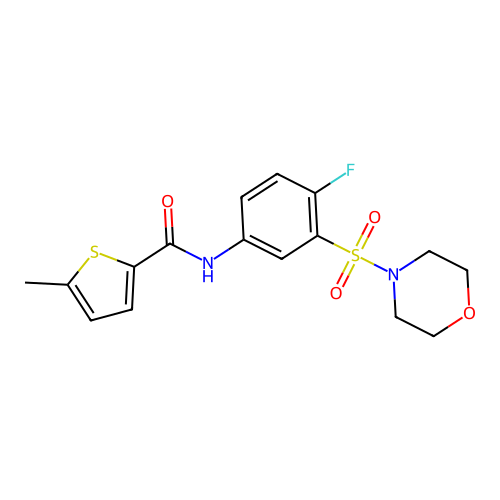N-(4-fluoro-3-morpholin-4-ylsulfonylphenyl)-5-methylthiophene-2-carboxamide structure