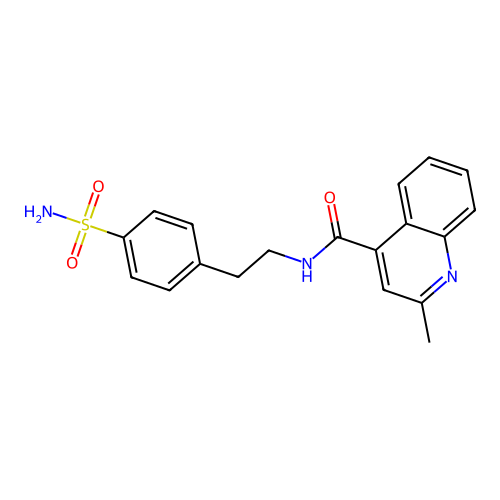 2-methyl-N-[2-(4-sulfamoylphenyl)ethyl]quinoline-4-carboxamide structure