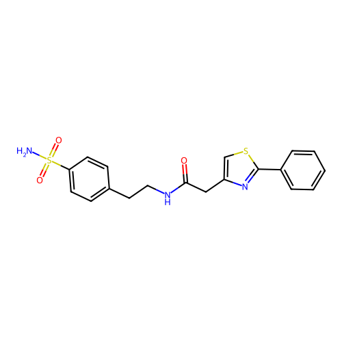 2-(2-phenyl-1,3-thiazol-4-yl)-N-[2-(4-sulfamoylphenyl)ethyl]acetamide structure
