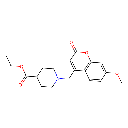ethyl 1-[(7-methoxy-2-oxo-2H-chromen-4-yl)methyl]piperidine-4-carboxylate structure