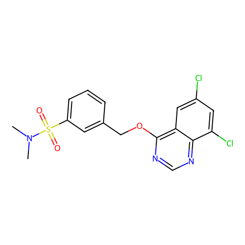 3-[(6,8-dichloroquinazolin-4-yl)oxymethyl]-N,N-dimethylbenzenesulfonamide structure