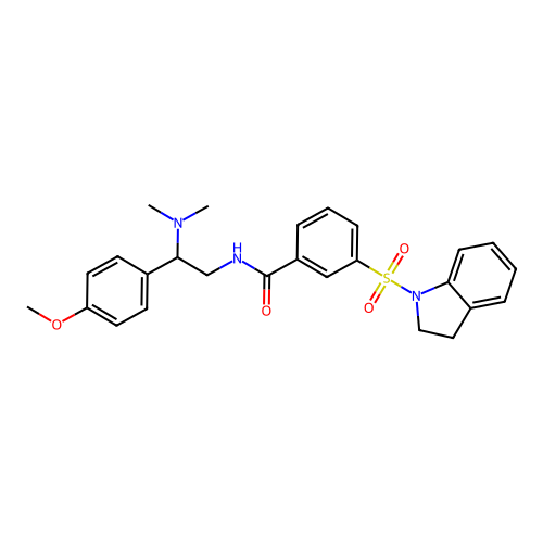 3-(2,3-dihydroindol-1-ylsulfonyl)-N-[2-(dimethylamino)-2-(4-methoxyphenyl)ethyl]benzamide structure