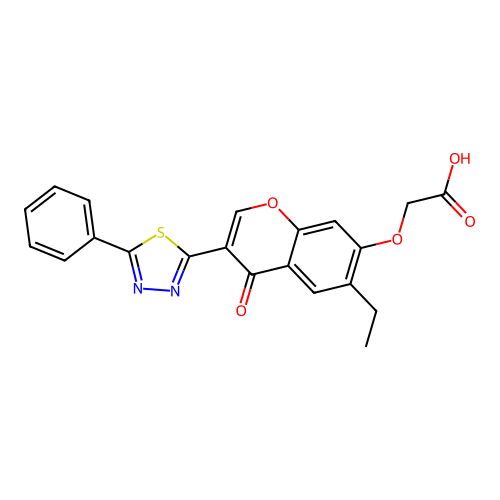 2-[6-ethyl-4-oxo-3-(5-phenyl-1,3,4-thiadiazol-2-yl)chromen-7-yl]oxyacetic Acid structure