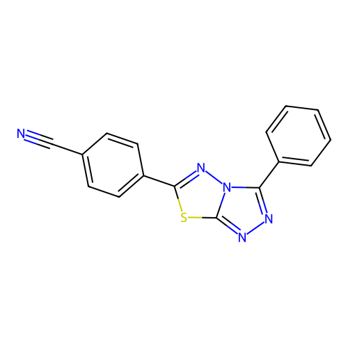 4-(3-Phenyl-[1,2,4]triazolo[3,4-b][1,3,4]thiadiazol-6-yl)benzonitrile structure