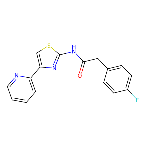 2-(4-fluorophenyl)-N-(4-pyridin-2-yl-1,3-thiazol-2-yl)acetamide structure