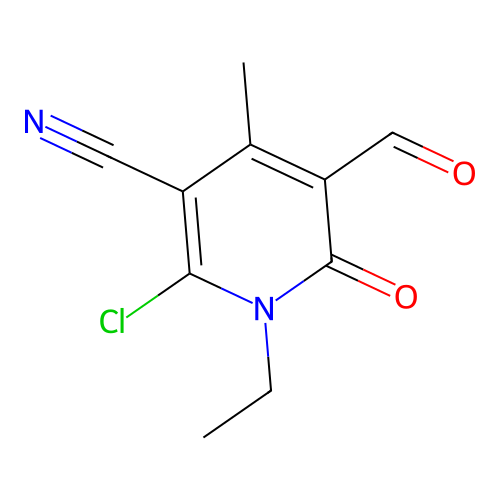 2-Chloro-1-ethyl-5-formyl-4-methyl-6-oxo-1,6-dihydropyridine-3-carbonitrile structure