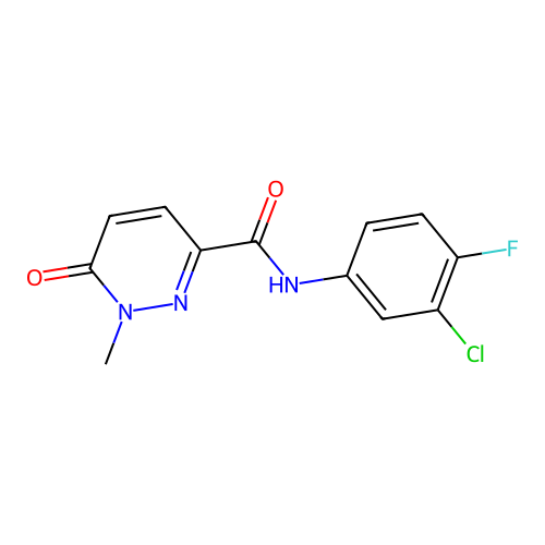 N-(3-chloro-4-fluorophenyl)-1-methyl-6-oxo-1,6-dihydropyridazine-3-carboxamide structure