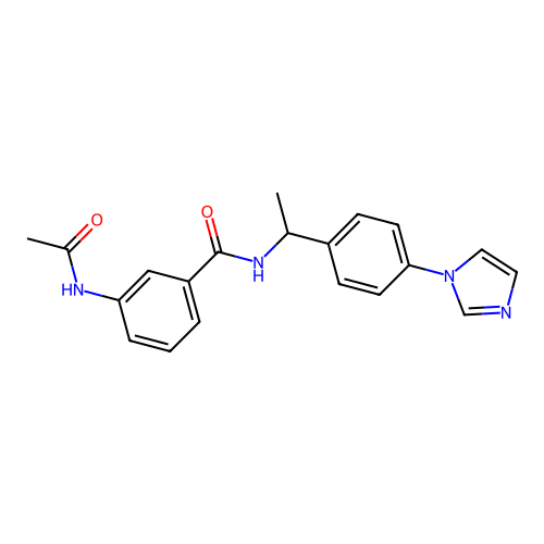 3-acetamido-N-[1-(4-imidazol-1-ylphenyl)ethyl]benzamide structure