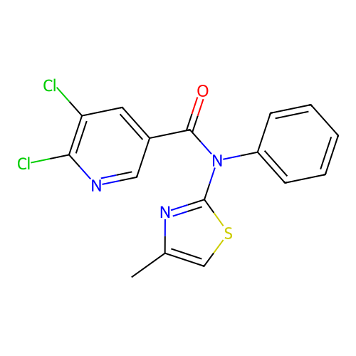 5,6-dichloro-N-(4-methyl-1,3-thiazol-2-yl)-N-phenylpyridine-3-carboxamide structure