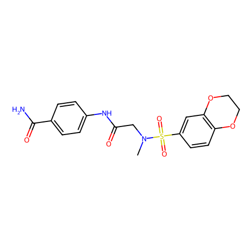 4-[[2-[2,3-dihydro-1,4-benzodioxin-6-ylsulfonyl(methyl)amino]acetyl]amino]benzamide structure