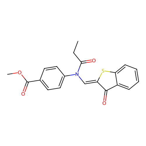(Z)-methyl 4-(N-((3-oxobenzo[b]thiophen-2(3H)-ylidene)methyl)propionamido)benzoate structure