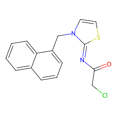 2-chloro-N-[3-(naphthalen-1-ylmethyl)-2,3-dihydro-1,3-thiazol-2-ylidene]acetamide structure