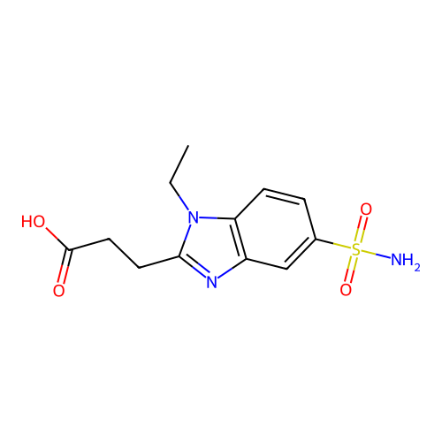3-(1-ethyl-5-sulfamoyl-1H-1,3-benzodiazol-2-yl)propanoic acid structure