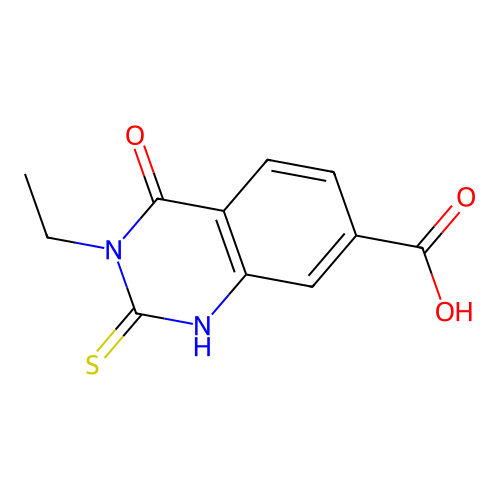 3-Ethyl-4-oxo-2-thioxo-1,2,3,4-tetrahydroquinazoline-7-carboxylic acid structure