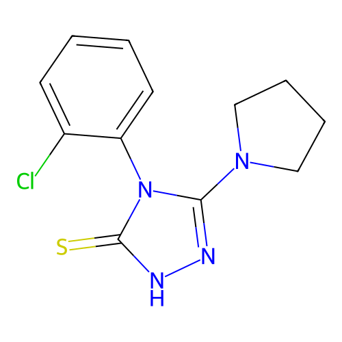 4-(2-chlorophenyl)-5-(pyrrolidin-1-yl)-4H-1,2,4-triazole-3-thiol structure