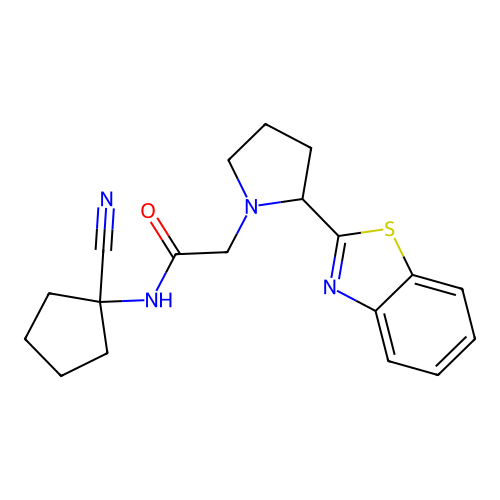 2-[2-(1,3-benzothiazol-2-yl)pyrrolidin-1-yl]-N-(1-cyanocyclopentyl)acetamide structure
