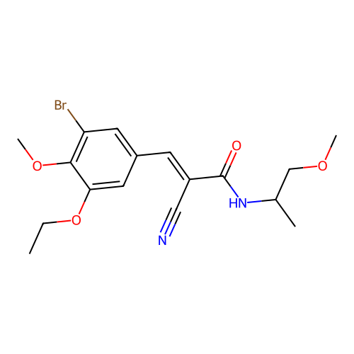 (E)-3-(3-bromo-5-ethoxy-4-methoxyphenyl)-2-cyano-N-(1-methoxypropan-2-yl)prop-2-enamide structure