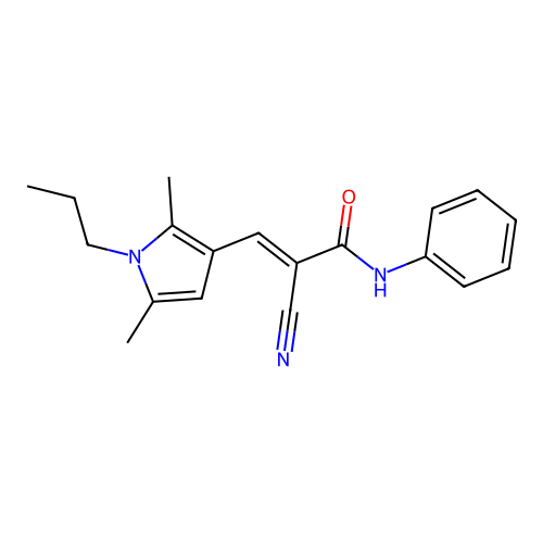 2-cyano-3-(2,5-dimethyl-1-propyl-1H-pyrrol-3-yl)-N-phenylprop-2-enamide structure