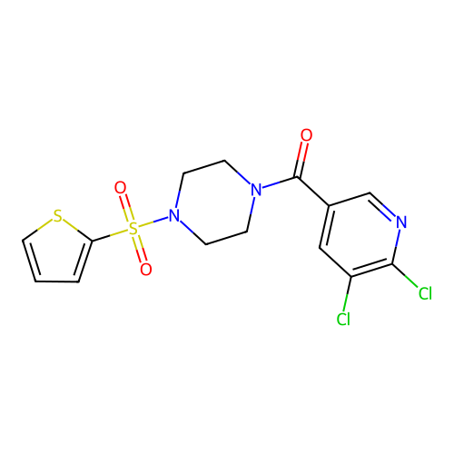 1-(5,6-Dichloropyridine-3-carbonyl)-4-(thiophene-2-sulfonyl)piperazine structure