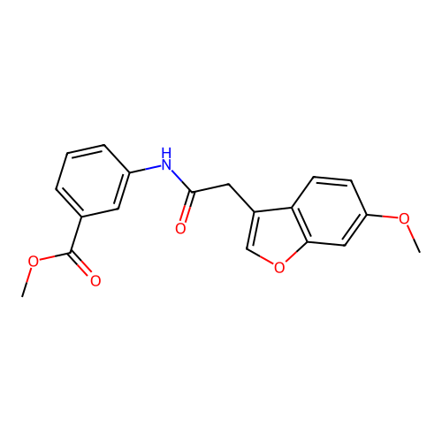 3-[[2-(6-Methoxy-3-benzofuranyl)-1-oxoethyl]amino]benzoic acid methyl ester structure
