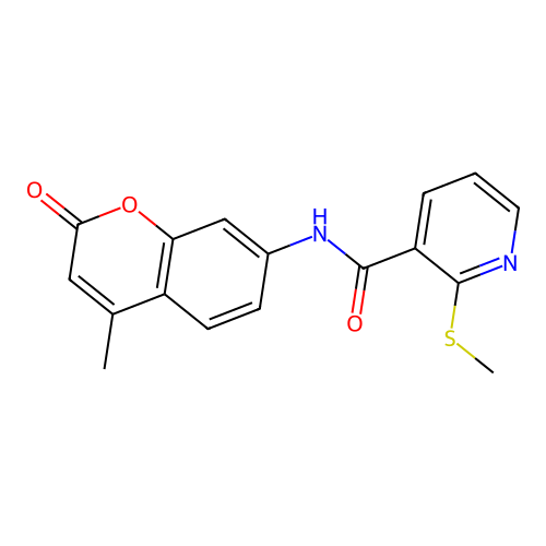 N-(4-Methyl-2-oxo-2H-chromen-7-yl)-2-(methylthio)nicotinamide structure