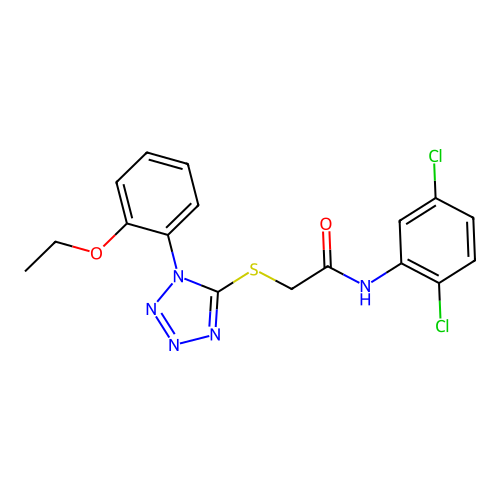 N-(2,5-dichlorophenyl)-2-[1-(2-ethoxyphenyl)tetrazol-5-yl]sulfanylacetamide structure