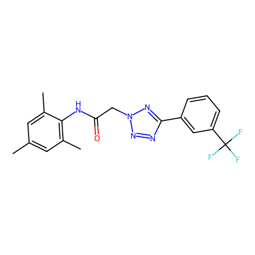 N-mesityl-2-(5-(3-(trifluoromethyl)phenyl)-2H-tetrazol-2-yl)acetamide structure