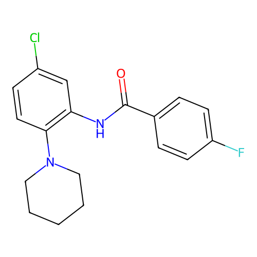 N-(5-chloro-2-piperidinophenyl)-4-fluorobenzenecarboxamide structure