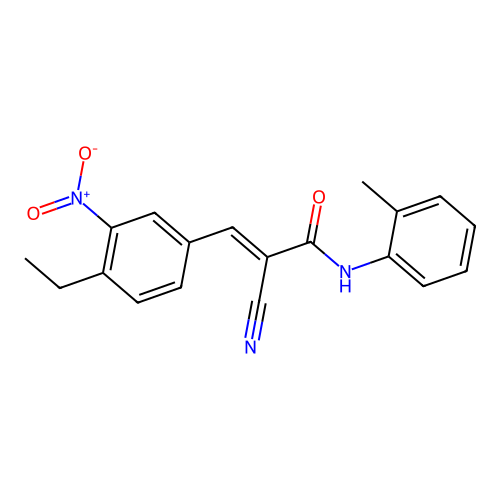 (E)-2-cyano-3-(4-ethyl-3-nitrophenyl)-N-(2-methylphenyl)prop-2-enamide structure