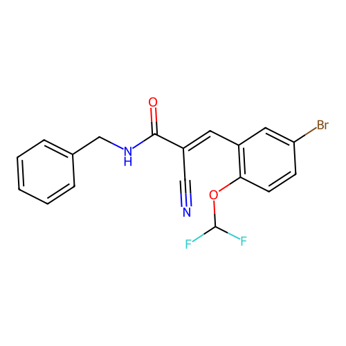 (E)-N-benzyl-3-[5-bromo-2-(difluoromethoxy)phenyl]-2-cyanoprop-2-enamide structure