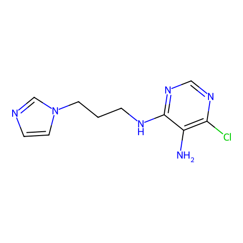 6-chloro-N~4~-[3-(1H-imidazol-1-yl)propyl]pyrimidine-4,5-diamine structure