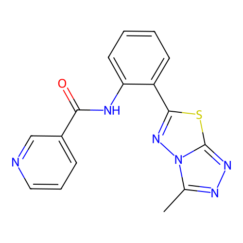 N-[2-(3-methyl[1,2,4]triazolo[3,4-b][1,3,4]thiadiazol-6-yl)phenyl]nicotinamide structure