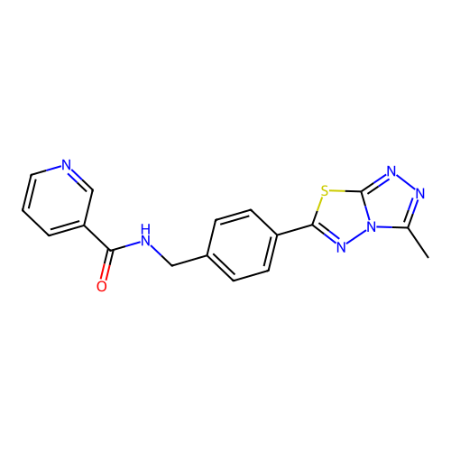 N-[4-(3-methyl[1,2,4]triazolo[3,4-b][1,3,4]thiadiazol-6-yl)benzyl]nicotinamide structure