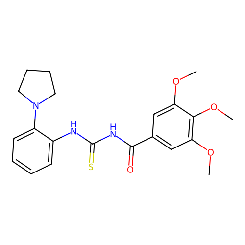 3,4,5-trimethoxy-N-{[2-(pyrrolidin-1-yl)phenyl]carbamothioyl}benzamide structure