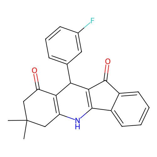 10-(3-fluorophenyl)-7,7-dimethyl-6,7,8,10-tetrahydro-5H-indeno[1,2-b]quinoline-9,11-dione structure
