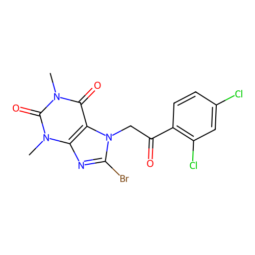1H-Purine-2,6-dione, 8-bromo-7-[2-(2,4-dichlorophenyl)-2-oxoethyl]-3,7-dihydro-1,3-dimethyl- structure