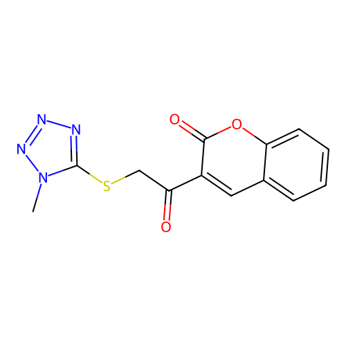 3-[2-(1-Methyltetrazol-5-yl)sulfanylacetyl]chromen-2-one structure