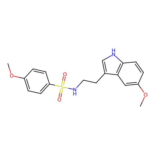 4-methoxy-N-[2-(5-methoxy-1H-indol-3-yl)ethyl]benzenesulfonamide structure