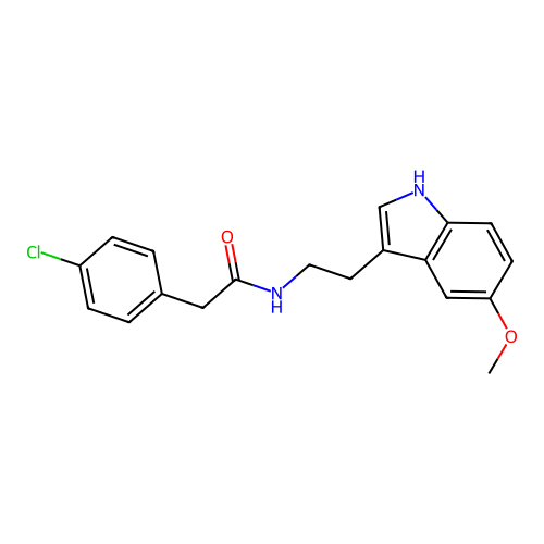 2-(4-chlorophenyl)-N-[2-(5-methoxy-1H-indol-3-yl)ethyl]acetamide structure
