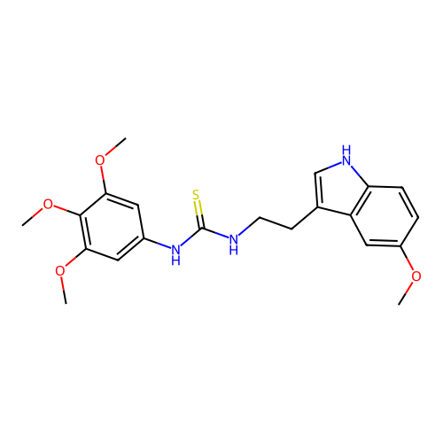 1-[2-(5-methoxy-1H-indol-3-yl)ethyl]-3-(3,4,5-trimethoxyphenyl)thiourea structure