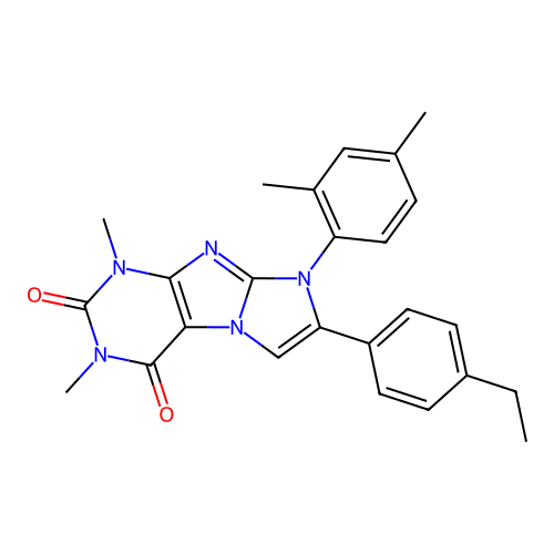 8-(2,4-dimethylphenyl)-7-(4-ethylphenyl)-1,3-dimethyl-1H-imidazo[2,1-f]purine-2,4(3H,8H)-dione structure