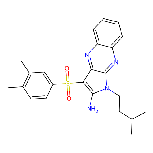 3-((3,4-dimethylphenyl)sulfonyl)-1-isopentyl-1H-pyrrolo[2,3-b]quinoxalin-2-amine structure