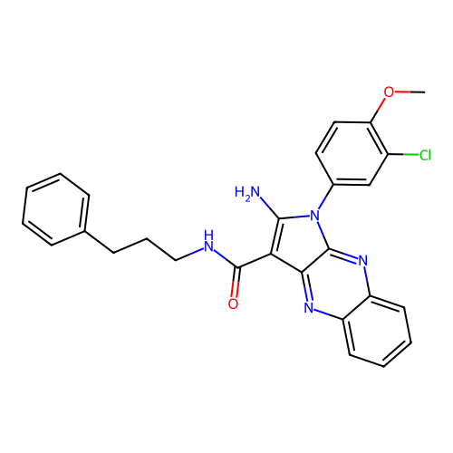 2-amino-1-(3-chloro-4-methoxyphenyl)-N-(3-phenylpropyl)-1H-pyrrolo[2,3-b]quinoxaline-3-carboxamide structure