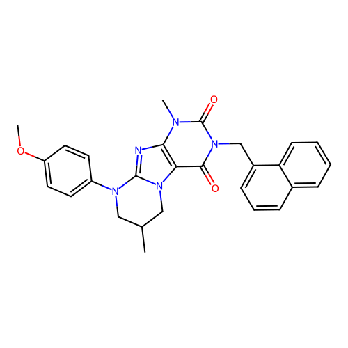 9-(4-methoxyphenyl)-1,7-dimethyl-3-(naphthalen-1-ylmethyl)-6,7,8,9-tetrahydropyrimido[2,1-f]purine-2,4(1H,3H)-dione structure