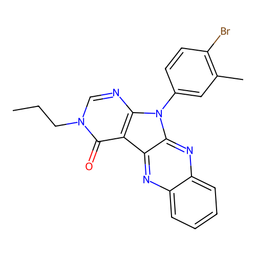 11-(4-bromo-3-methylphenyl)-3-propyl-3,11-dihydro-4H-pyrimido[5',4':4,5]pyrrolo[2,3-b]quinoxalin-4-one structure