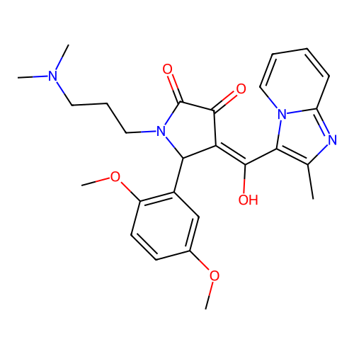 (4E)-5-(2,5-dimethoxyphenyl)-1-[3-(dimethylamino)propyl]-4-[hydroxy-(2-methylimidazo[1,2-a]pyridin-3-yl)methylidene]pyrrolidine-2,3-dione structure