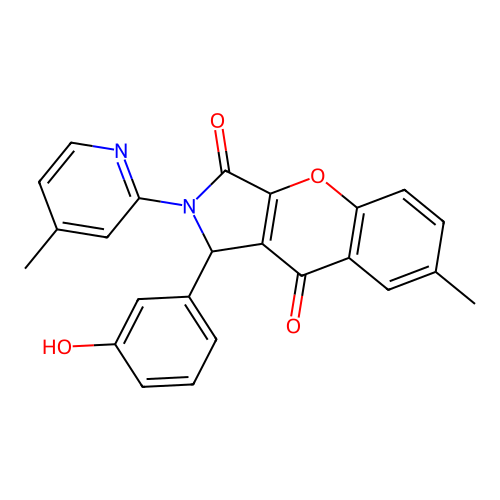 1-(3-hydroxyphenyl)-7-methyl-2-(4-methylpyridin-2-yl)-1,2-dihydrochromeno[2,3-c]pyrrole-3,9-dione structure