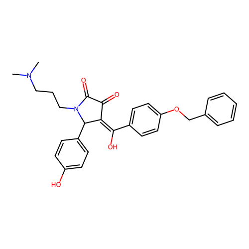 1-[3-(dimethylamino)propyl]-5-(4-hydroxyphenyl)-4-[hydroxy-(4-phenylmethoxyphenyl)methylidene]pyrrolidine-2,3-dione structure