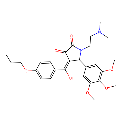 (4E)-1-(2-dimethylaminoethyl)-4-[hydroxy-(4-propoxyphenyl)methylidene]-5-(3,4,5-trimethoxyphenyl)pyrrolidine-2,3-dione structure